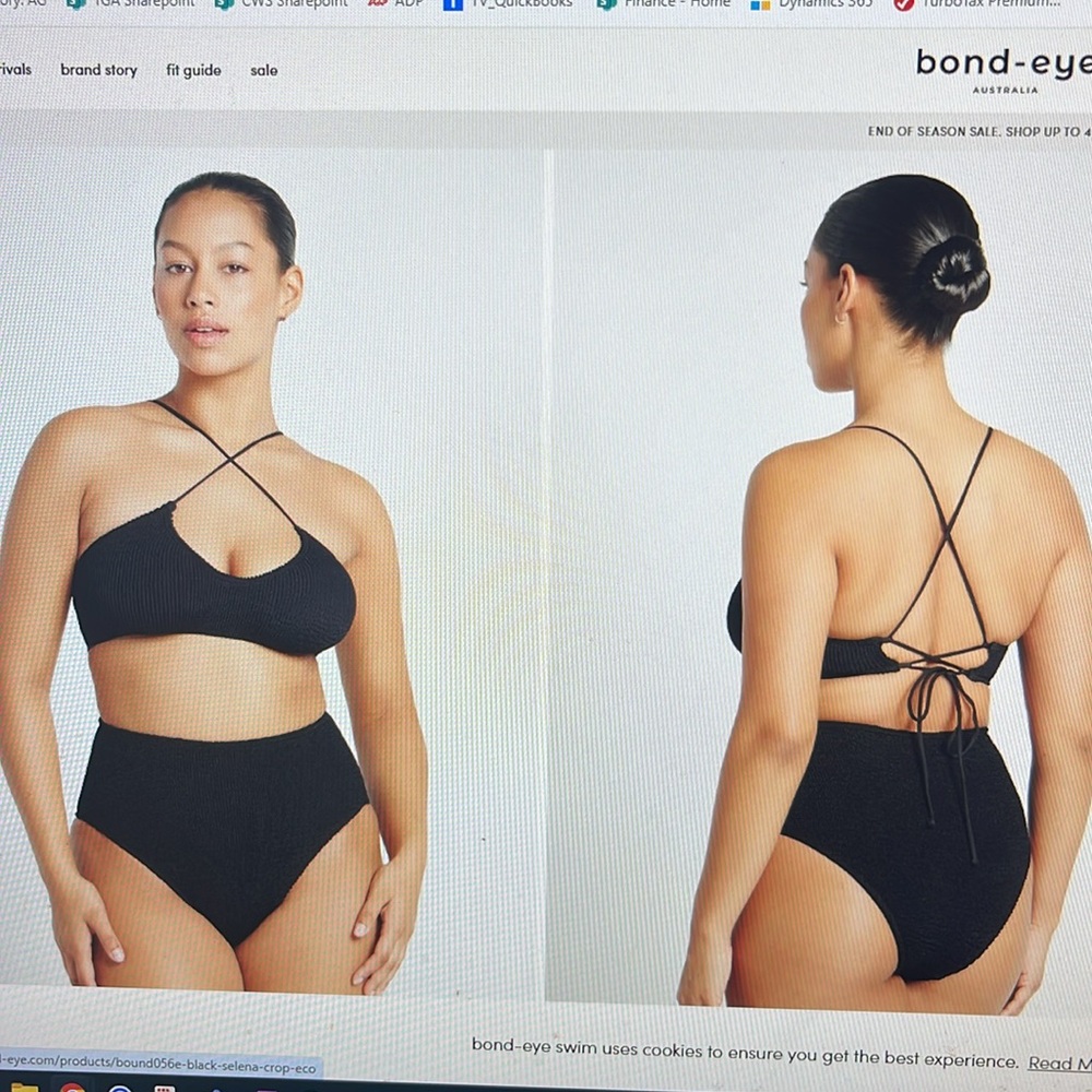 bond-eye Black Bikini Top Adjustable Straps Swimwear